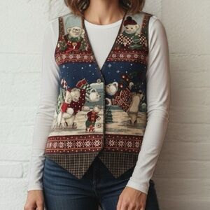 Vintage 90’s Handmade Quilted 3-D Polar Bear Christmas Vest